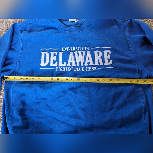 Vintage University of Delaware Crewneck Blue 90s College Pro Weave Sweatshirt M - Picture 3 of 11